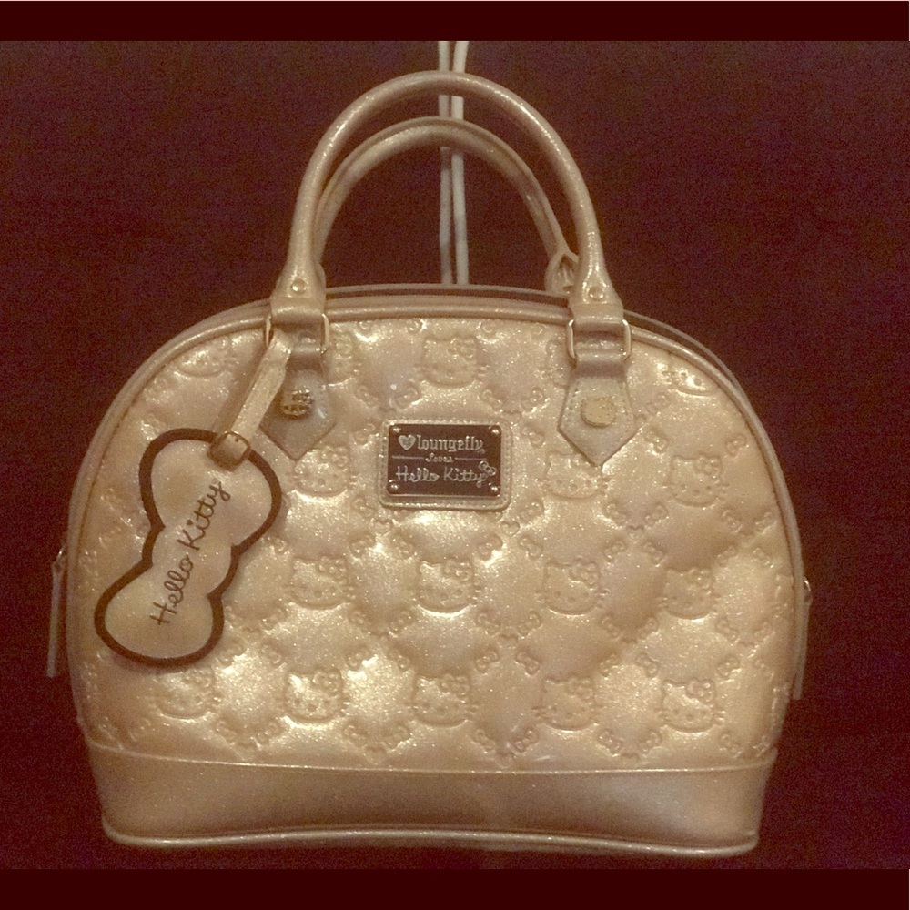 Gold Sparkly Hello Kitty Purse, by Loungefly